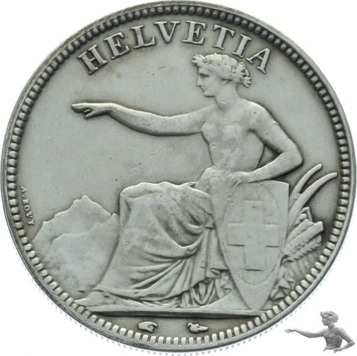 5 Franken 1851 A "ALP", sitzende Helvetia